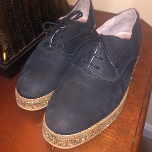 Black Sparkle platform lace up shoes